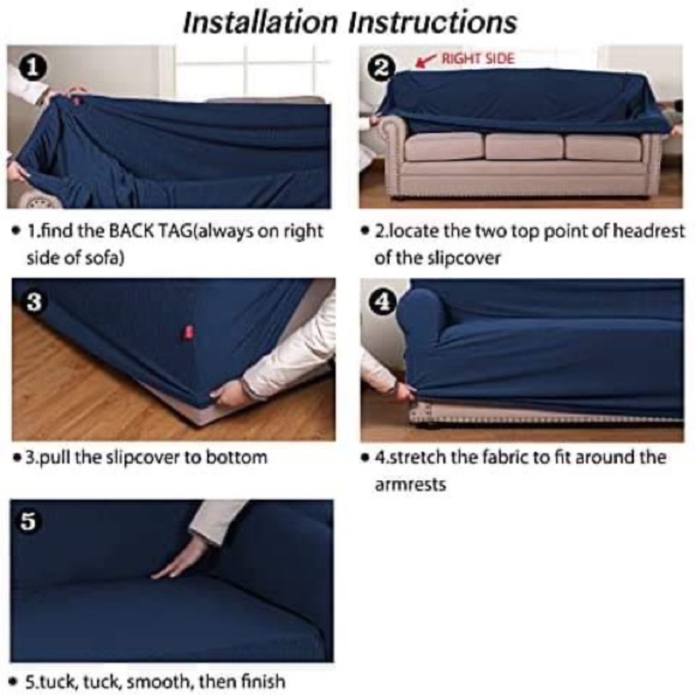 New 1 Piece Slipcover StretchCover for Sofa Navy - Picture 2 of 5